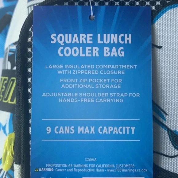 Sonic The Hedgehog Square Bag Insulated Lunch Cooler New - Picture 8 of 10